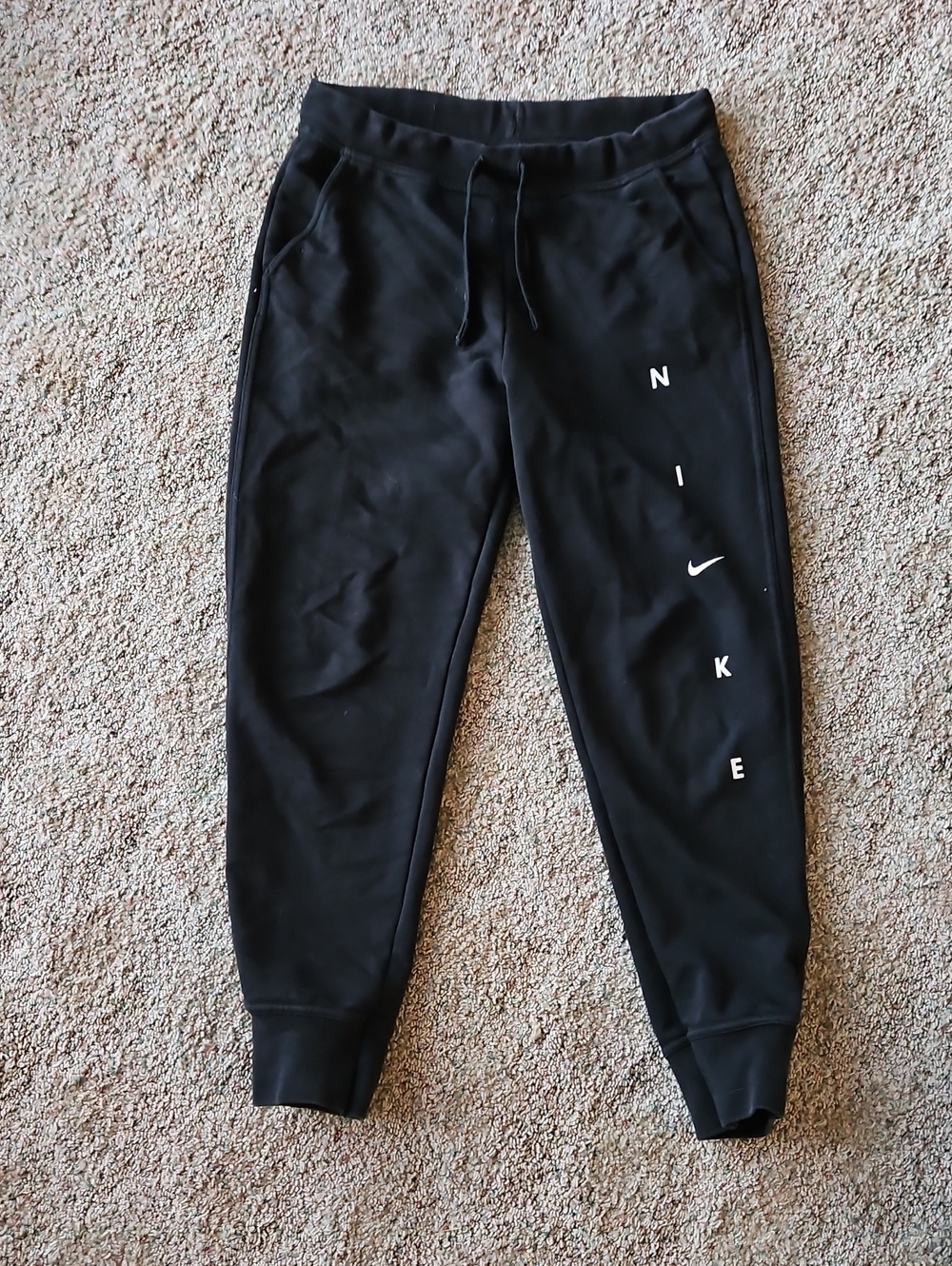 Nike Black Womens Jogger Sweatpants with Vertical White Logo